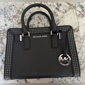 Michael Kors Black Studded Dillon Saffiano Leather Satchel (small) NEW!